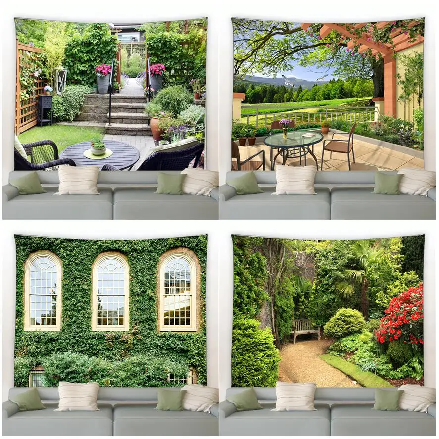 Home Gym Decor - Moderne Tuin Grote Wandtapijt Natuur Bloemen