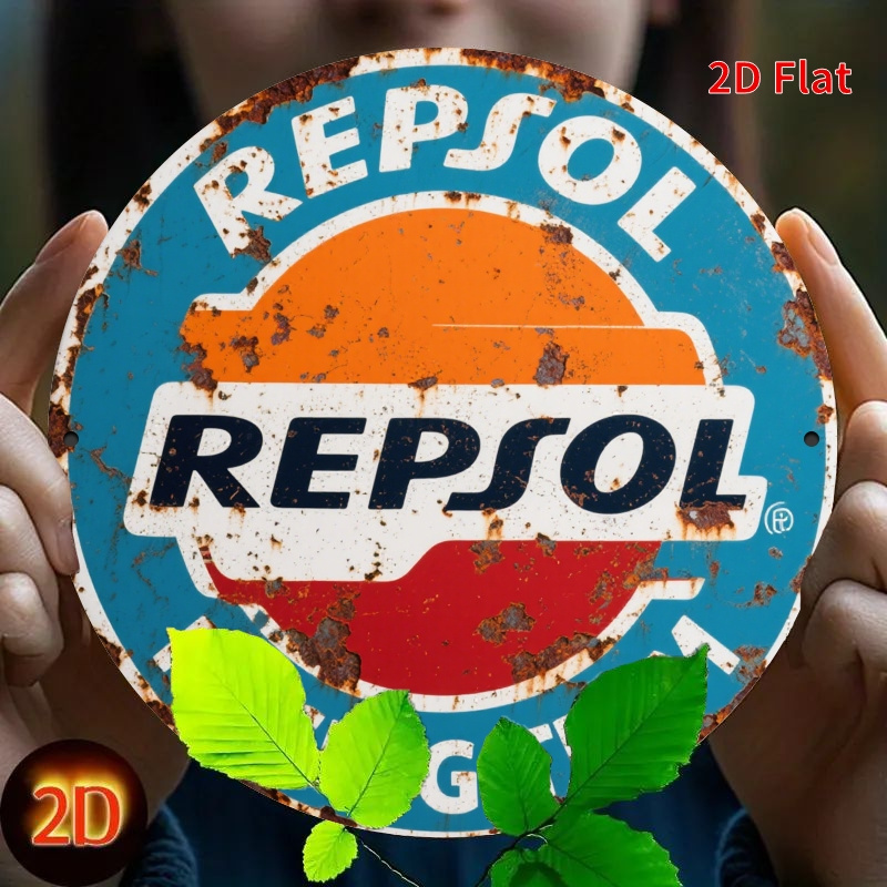 Home Gym In Garage - 2D plat, 1pc vintage REPSOL logo