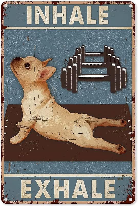 Home Gym In Garage - Hond Yoga Metalen Tin Bord, Inhaleren