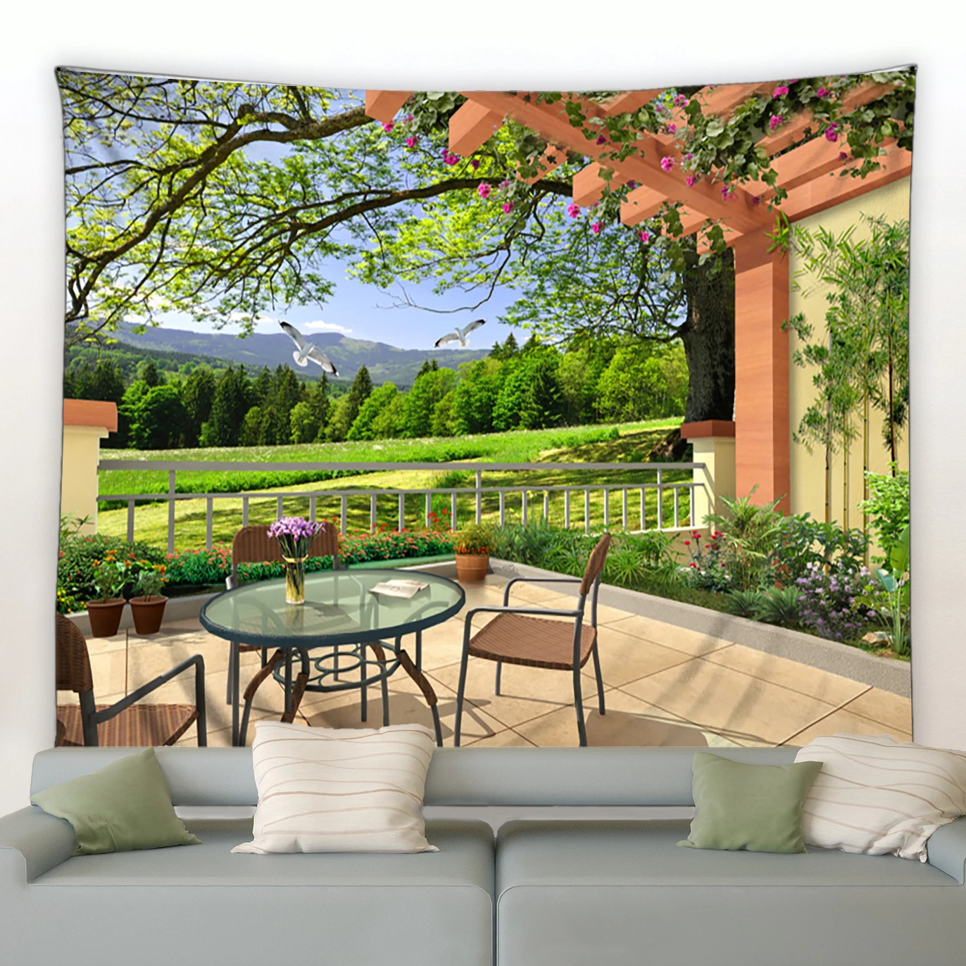 Moderne Tuin Grote Wandtapijt  - Home Gym Decor recensie en prijs