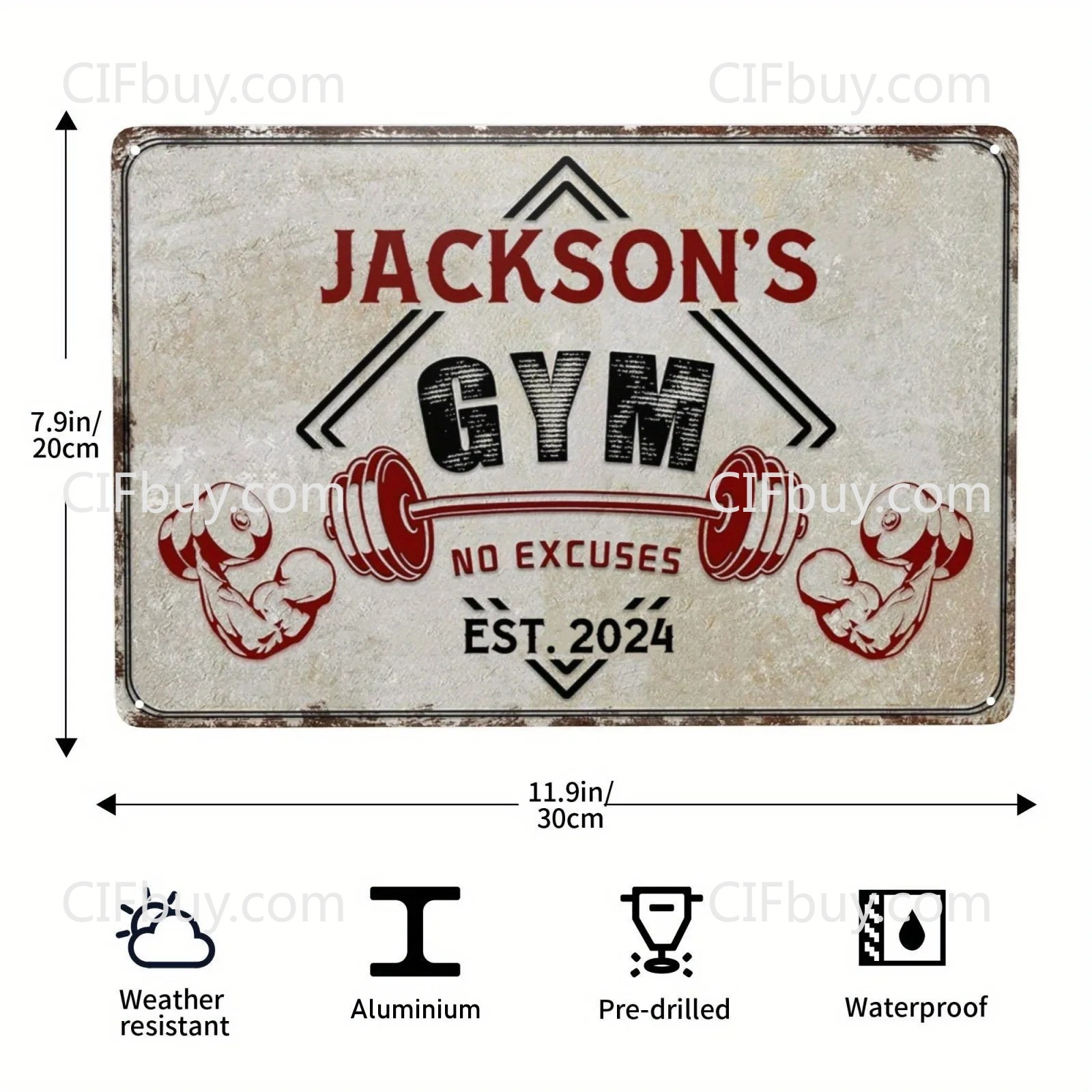 30x20cm Vintage Custom Gym Met - Home Gym Decor recensie en prijs